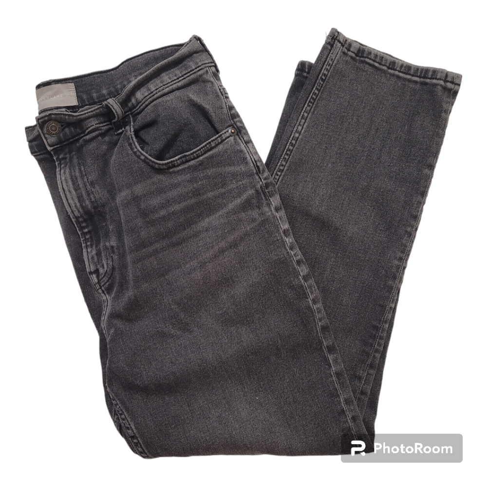 Everlane high rise straight leg faded black jeans waist 32